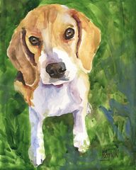 Beagle Wall Art Print  From Original Watercolor Painting by Ron Krajewski